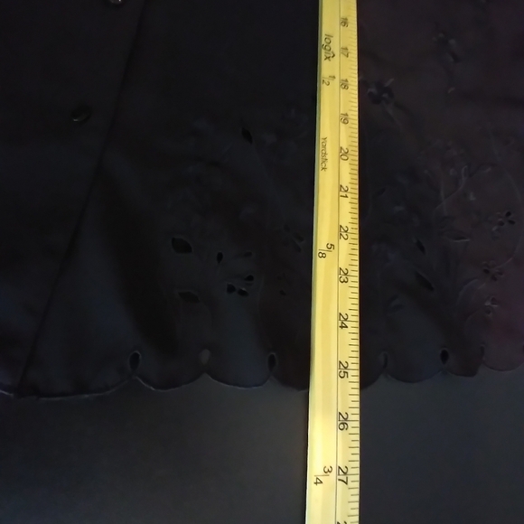 Joanna Womens Black Embroidered Women's Top Size 3X Office Vacation Workwear - Picture 6 of 8